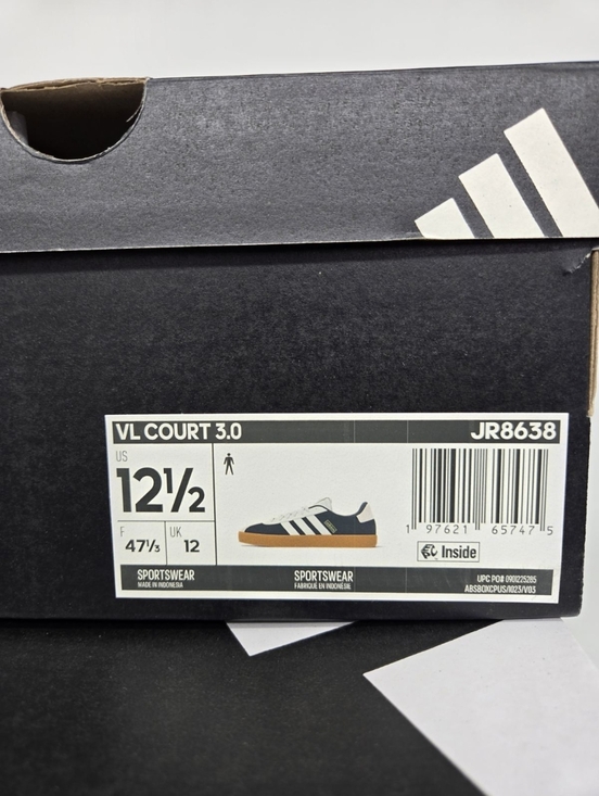 Adidas Men\'s VL Court 3.0 JR8638 Carbon Core White Gold Metallic Shoes Size 12.5 main image 5